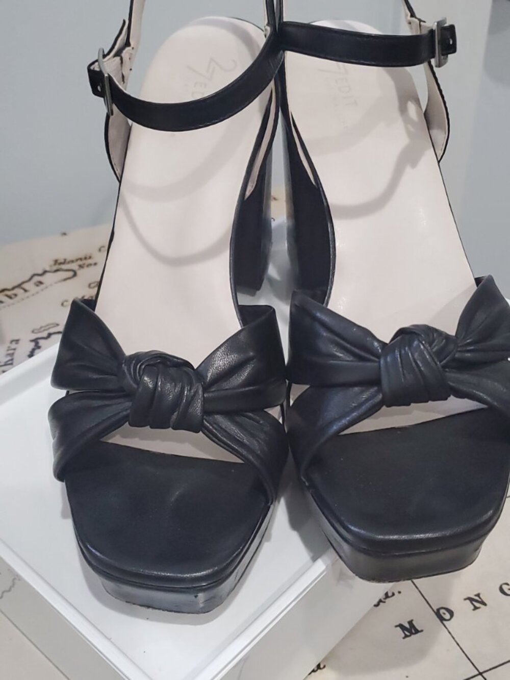 27 Edit Naturalizer Black Platform Heeled Sandal - Picture 3 of 9